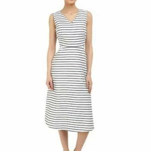 Kate Spade NWT A Line Tie Back Sleeveless Flare Dress Navy White